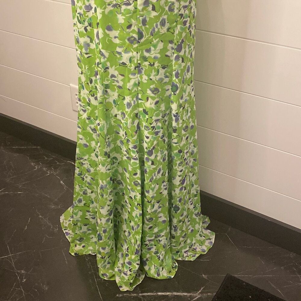 Green Floral Maxi Dress with Cutout Detail - Picture 3 of 14